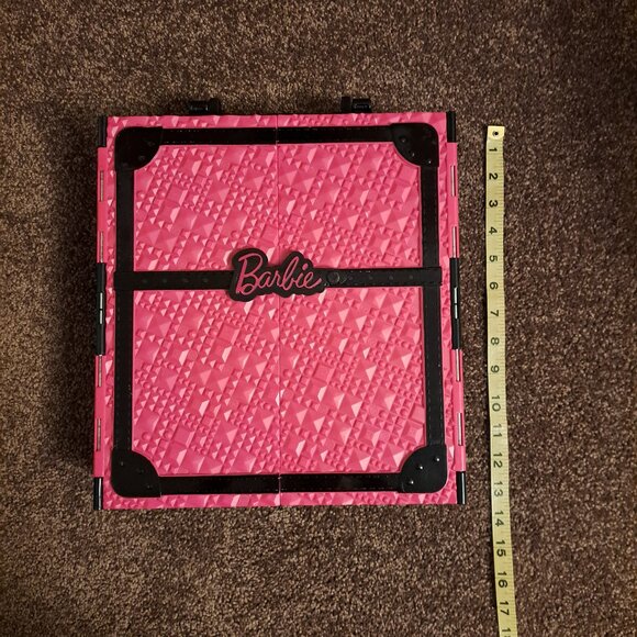 Vintage 2011 Mattel Barbie Wardrobe Carrying Closet Case Pink and Black - Picture 6 of 7